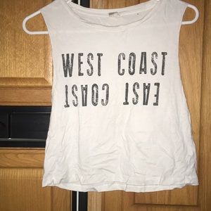 cute muscle tee, west coast/ east coast